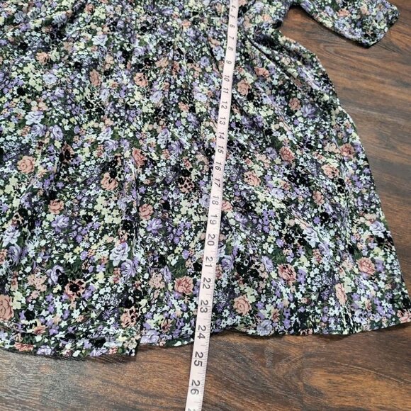 Noella Whimsy Fluttery Twee Ruffle Velvet Burnout Faux Wrap Sheer Dress S - Picture 11 of 13